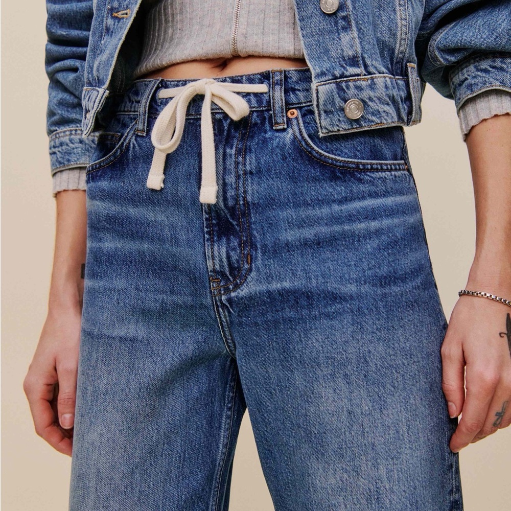 Reformation Cary Drawstring Waist Jeans Blue Size 26 brand new with tags - Picture 3 of 3